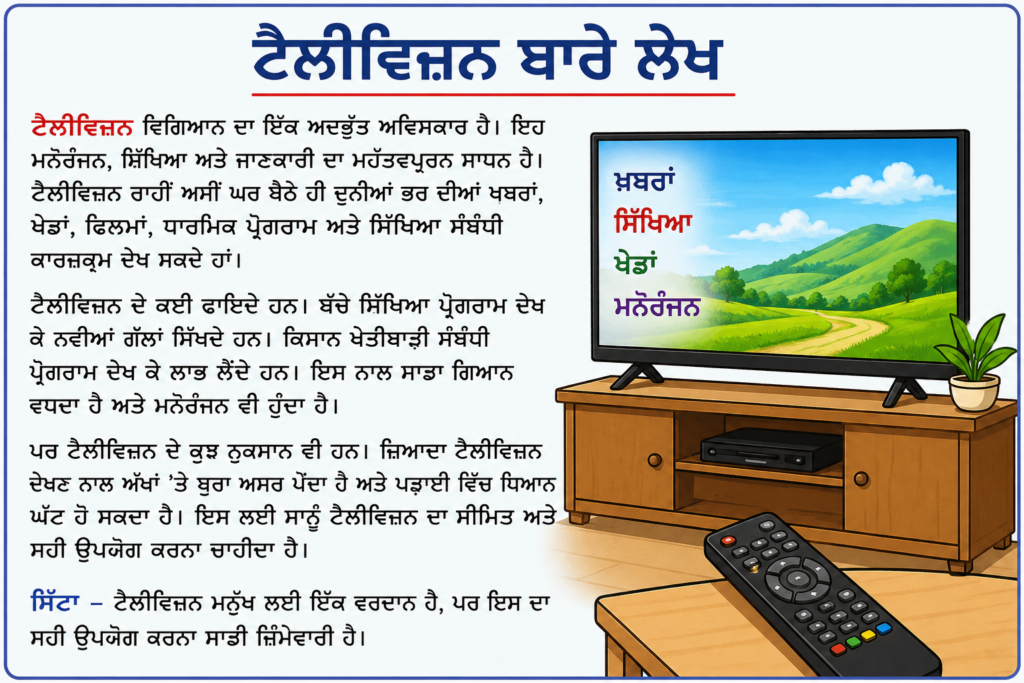 ਟੈਲੀਵਿਜ਼ਨ ਬਾਰੇ ਲੇਖ (Essay on Television in Punjabi)